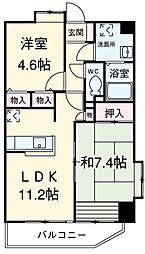フォーエレメンツ竹の塚 12階2LDKの間取り