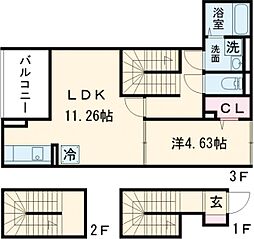 アンジュール西小岩 3階1LDKの間取り