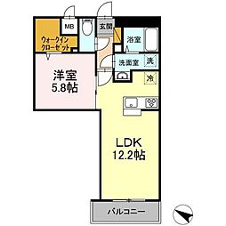 アーバンシャトー千葉中央 8階1LDKの間取り