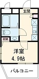 東京メトロ千代田線 北綾瀬駅 徒歩9分の賃貸アパート 4階1Kの間取り
