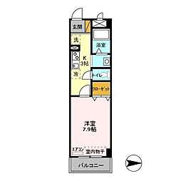 京成松戸線 新鎌ヶ谷駅 徒歩4分の賃貸マンション 2階1Kの間取り
