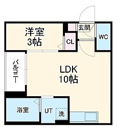 Warren hoshizakiII 1階1LDKの間取り