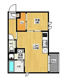 ＲＥＧＡＬＥＳＴ　ＣＬＡＳＳ南福岡 3階1LDKの間取り