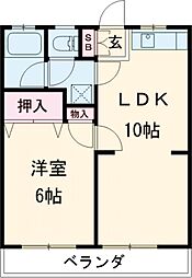 正美サンハイツ 2階1LDKの間取り