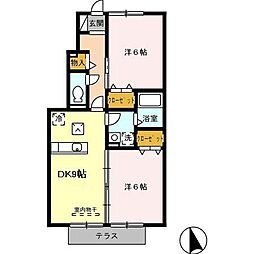 グランディール　Ｃ 1階2LDKの間取り