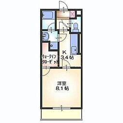 名鉄三河線 三河高浜駅 徒歩16分の賃貸マンション 2階1Kの間取り