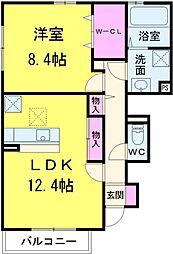 JR常磐線 松戸駅 徒歩23分の賃貸アパート 1階1LDKの間取り