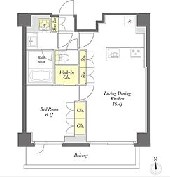 プライムメゾン西早稲田 5階1LDKの間取り