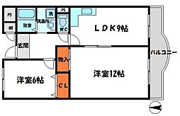ピュアネスDOI 2LDKの間取図画像