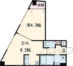 東武伊勢崎線 五反野駅 徒歩8分の賃貸アパート 2階1DKの間取り
