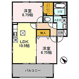 サンテラス 1階2LDKの間取り