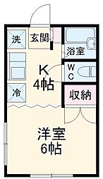 JR常磐線 松戸駅 徒歩5分の賃貸アパート 2階1Kの間取り