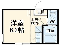 ユナイト四谷フォンターナ 1階ワンルームの間取り