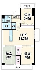 シャトーレ相原郷 3階3LDKの間取り