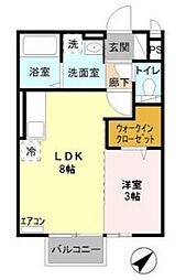 ウィスタリア・モナリエ 2階1LDKの間取り