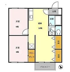 JR中央線 高尾駅 バス11分 元八王子下車 徒歩1分の賃貸アパート 2階2LDKの間取り