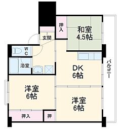 ビレッジハウス本川俣2号棟 3DKの間取図画像