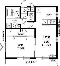 リブリ・ソフィア中央 2階1LDKの間取り