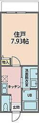 カインドネス東大和 2階1Kの間取り