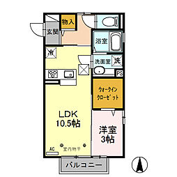 ＬａＬａ Ｔ・Ｍ 1階1LDKの間取り