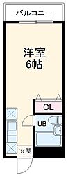 堀江新井マンション 1Kの間取図画像