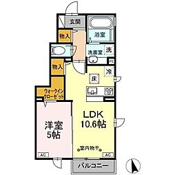 JR青梅線 昭島駅 徒歩22分の賃貸アパート 1階1LDKの間取り