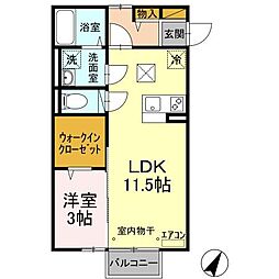 パルコートＭ　Ｂ 1階1LDKの間取り
