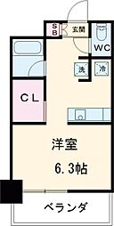 カーサフェリーニ ワンルームの間取図画像