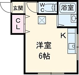コーポデイジー 2階ワンルームの間取り