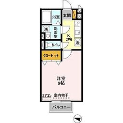 メゾンまるえ 2階1Kの間取り