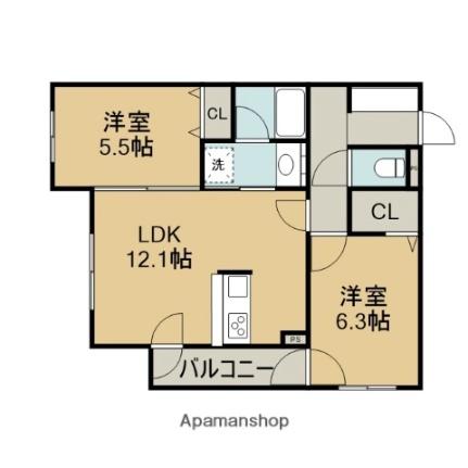 ライフライン32 403｜北海道恵庭市漁町(賃貸マンション2LDK・4階・54.68㎡)の写真 その2