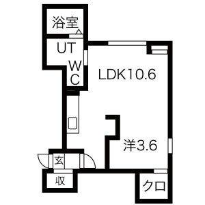 Ｙ’ｓーＳｑｕａｒｅ 1B｜北海道札幌市中央区南八条西９丁目(賃貸アパート1LDK・2階・32.16㎡)の写真 その2