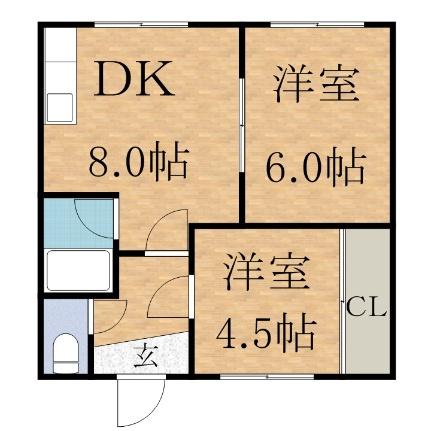 ルナ月寒東 202｜北海道札幌市豊平区月寒東三条８丁目(賃貸アパート2DK・2階・35.18㎡)の写真 その2