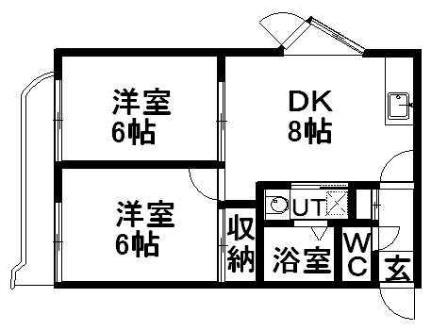 ドリーム本郷 203｜北海道札幌市白石区本郷通５丁目南(賃貸マンション2DK・2階・43.20㎡)の写真 その2