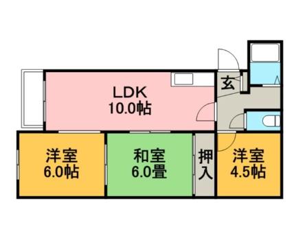 シャトーわたなべ C401｜北海道札幌市厚別区厚別南１丁目(賃貸マンション3LDK・4階・56.00㎡)の写真 その2