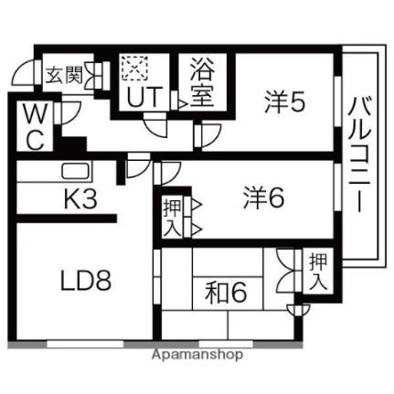 パープルサイド 106｜北海道札幌市東区北二十二条東２３丁目(賃貸マンション3LDK・1階・65.00㎡)の写真 その2