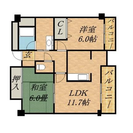 プレステージII 402｜北海道札幌市東区北十六条東４丁目(賃貸マンション2LDK・4階・62.25㎡)の写真 その2