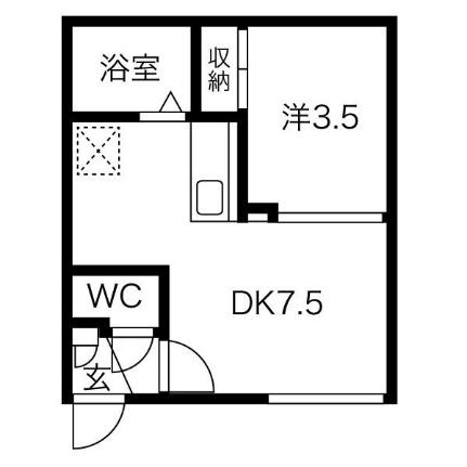 グリーンピア美香保 102｜北海道札幌市東区北二十一条東８丁目(賃貸アパート1DK・1階・24.30㎡)の写真 その2