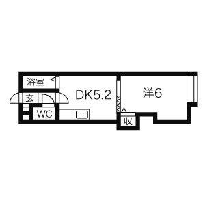 札幌いずみハイツ 206｜北海道札幌市北区麻生町１丁目(賃貸アパート1DK・3階・24.00㎡)の写真 その2