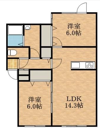 フィルドハウス 101｜北海道札幌市東区中沼西四条１丁目(賃貸アパート2LDK・1階・54.27㎡)の写真 その2