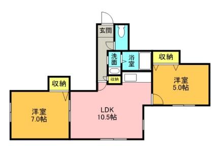 フィオレンティーナ栄町 0202｜北海道札幌市東区北四十四条東１５丁目(賃貸マンション2LDK・2階・54.70㎡)の写真 その2