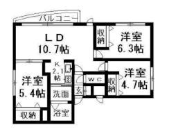 アクアトピア真栄 2階3LDKの間取り