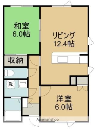 深堀ＹＫ 102｜北海道函館市深堀町(賃貸アパート2LDK・1階・51.15㎡)の写真 その2