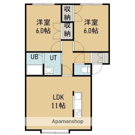 ソシアルコート 201｜北海道函館市川原町(賃貸アパート2LDK・2階・53.93㎡)の写真 その2