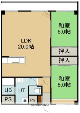 グロリアハイツ若松 302｜北海道函館市若松町(賃貸マンション2LDK・3階・74.38㎡)の写真 その2