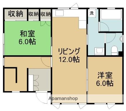 コーポくとう 2階｜北海道函館市鍛治２丁目(賃貸アパート2LDK・2階・62.38㎡)の写真 その2