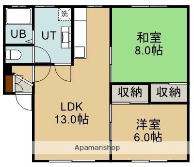 メープル山の手（メープルヤマノテ） 103｜北海道函館市山の手２丁目(賃貸アパート2LDK・1階・58.96㎡)の写真 その2