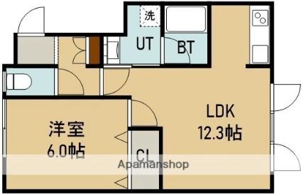 アイエスハイムI 1-B｜北海道函館市昭和４丁目(賃貸アパート1LDK・1階・34.50㎡)の写真 その2