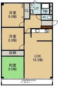 マンションウインズ 101｜北海道函館市中道２丁目(賃貸マンション3LDK・1階・87.52㎡)の写真 その2