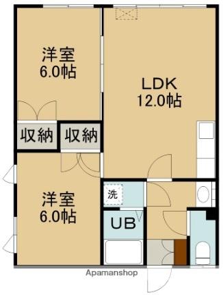 Ｒ・Ｋマンション山の手 101｜北海道函館市山の手３丁目(賃貸アパート2LDK・1階・51.97㎡)の写真 その2